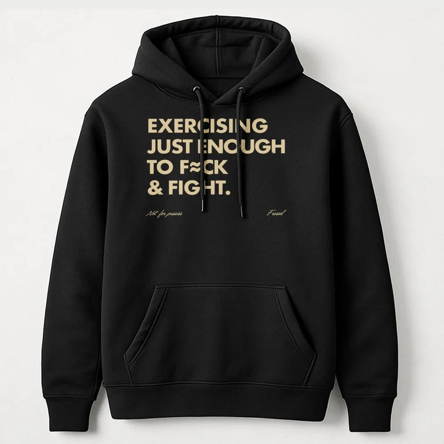 Funny Workout Hoodie | Exercising Just Enough Quote | Premium Cotton Blend Streetwear | Sarcastic Gym Gift for Men and Women