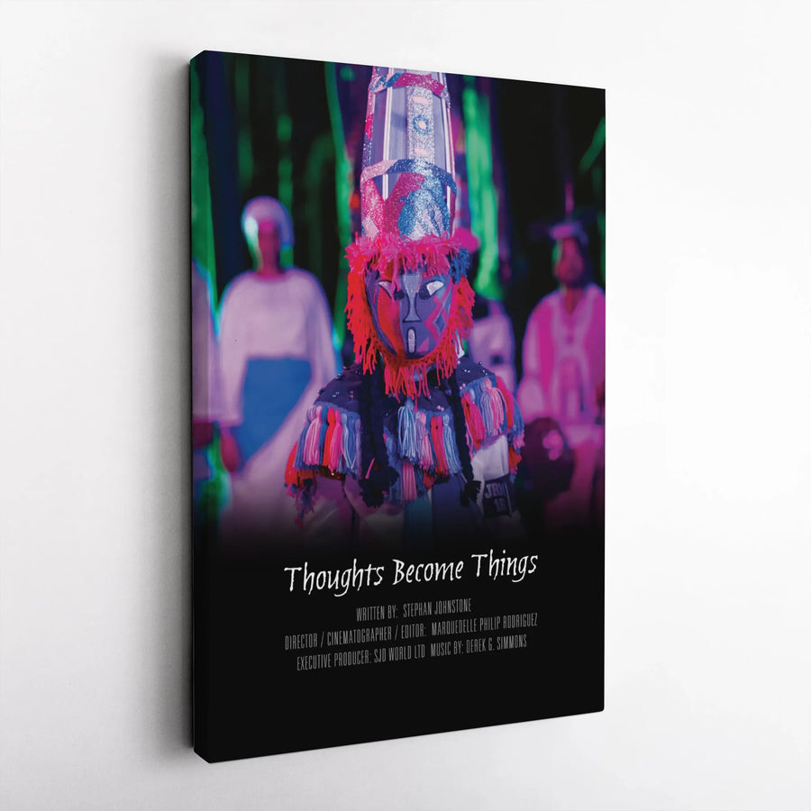 Thoughts Become Things Canvas | Ceremonial Mask Wall Art | Premium Gallery Wrap Print | Inspirational Home Decor For Culture Enthusiasts
