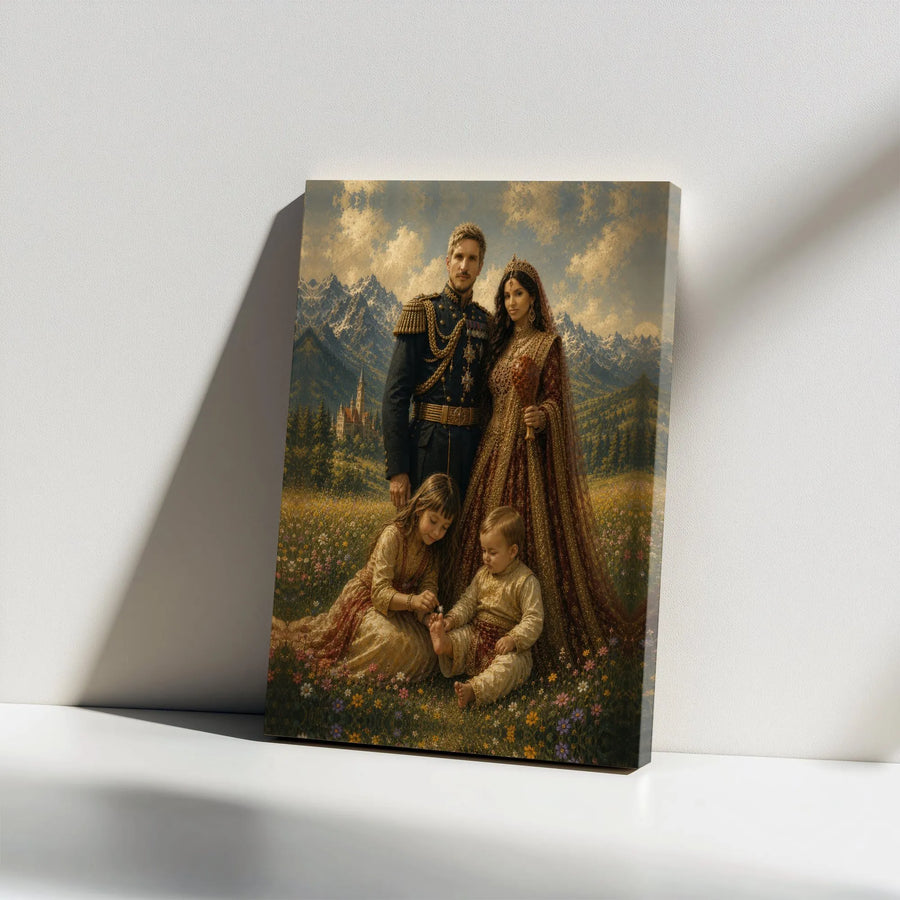 Royal Family Portrait Canvas Wall Art | Vintage Oil Painting Style Print | Premium Fade-Resistant Canvas | Collector's Home & Living Room Decor