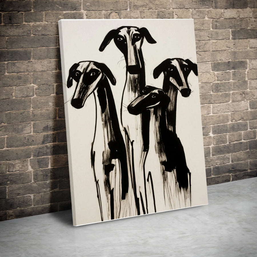 Greyhound Dog Wall Art | Minimalist Black Ink Animal Sketch | Gallery-Quality 1.25" Canvas | Premium Modern Home Decor Gift