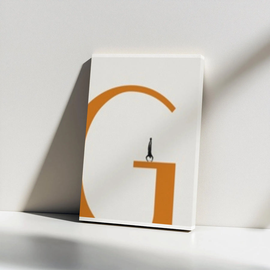 Abstract Handstand Canvas Wall Art | Modern Typography Letter G Graphic | Premium Thick Canvas Print | Collector's Gift for Home & Office Decor