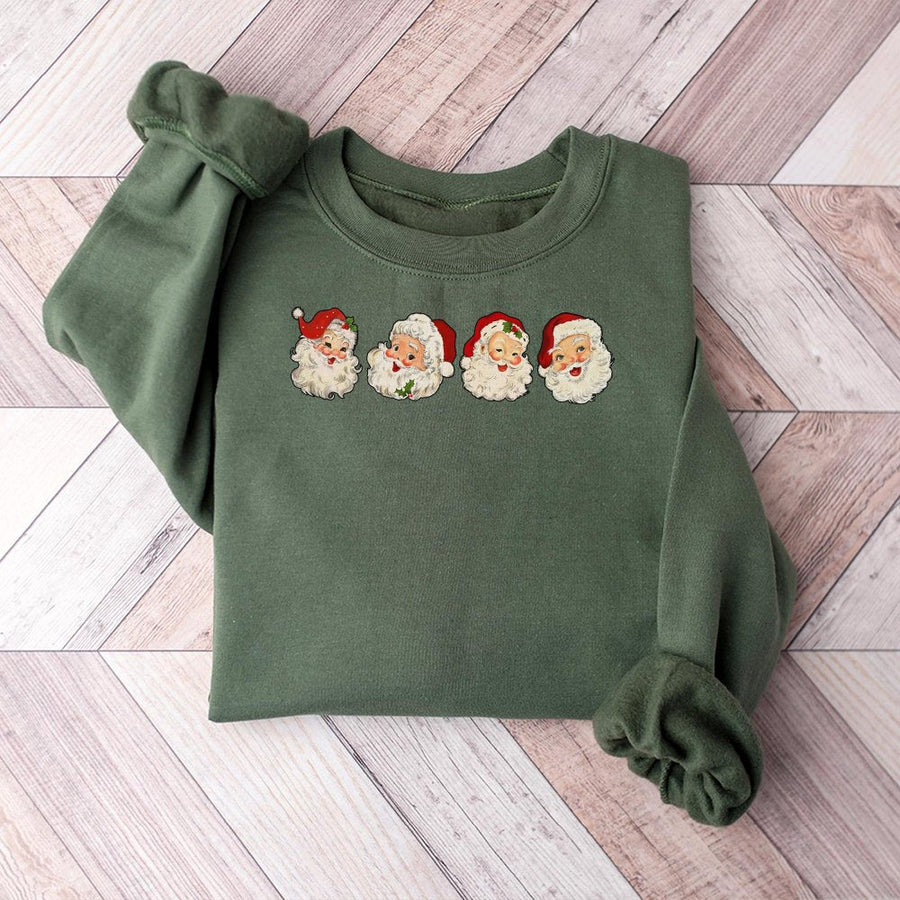 Retro Santa Sweatshirt | Mid-Century Christmas Graphic | Premium Cotton Blend | Unisex Holiday Gift for Him and Her