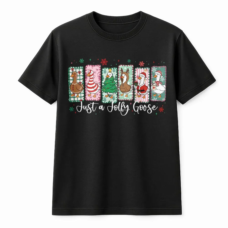Jolly Goose Christmas T-Shirt | Funny Holiday Bird Graphic | Premium Soft Cotton Tee | Cute Festive Gift for Animal Lovers