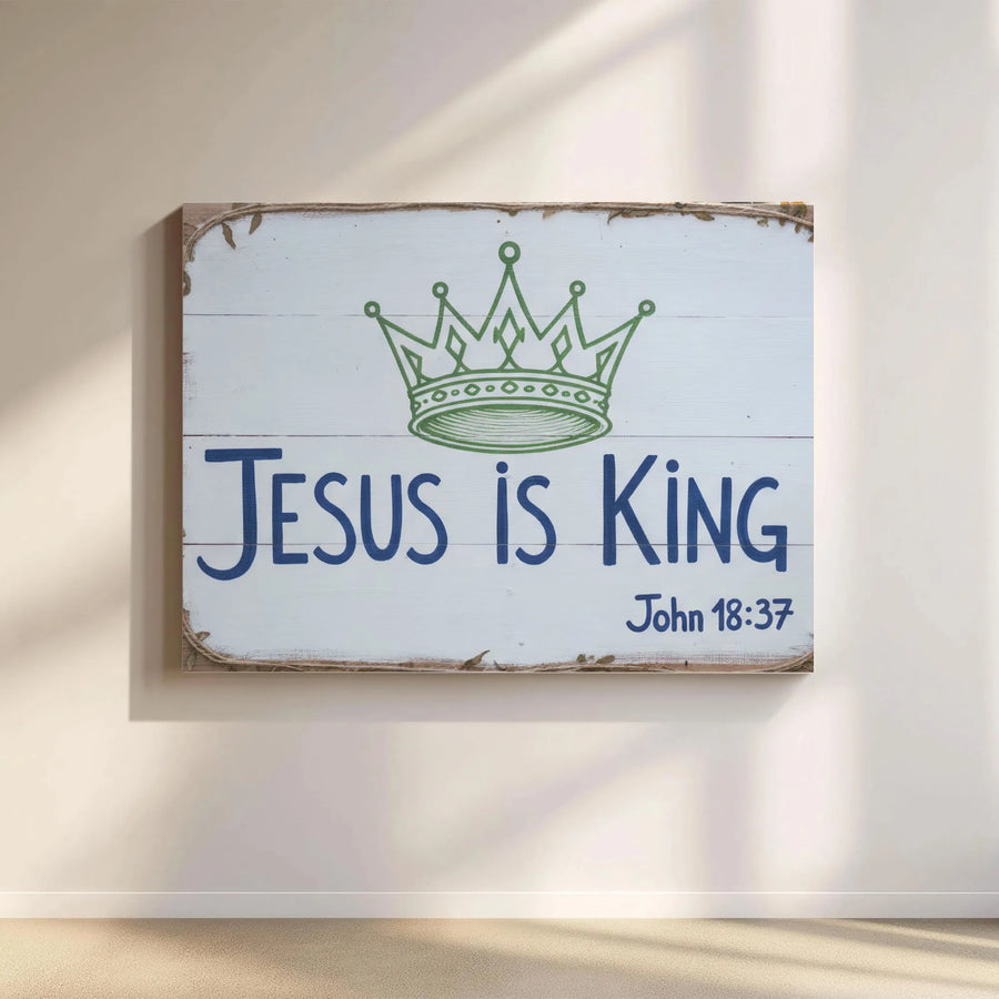 Jesus is King Canvas Print | John 18:37 Bible Verse Art | Premium Gallery Wrapped Canvas | Inspirational Christian Home Decor Gift