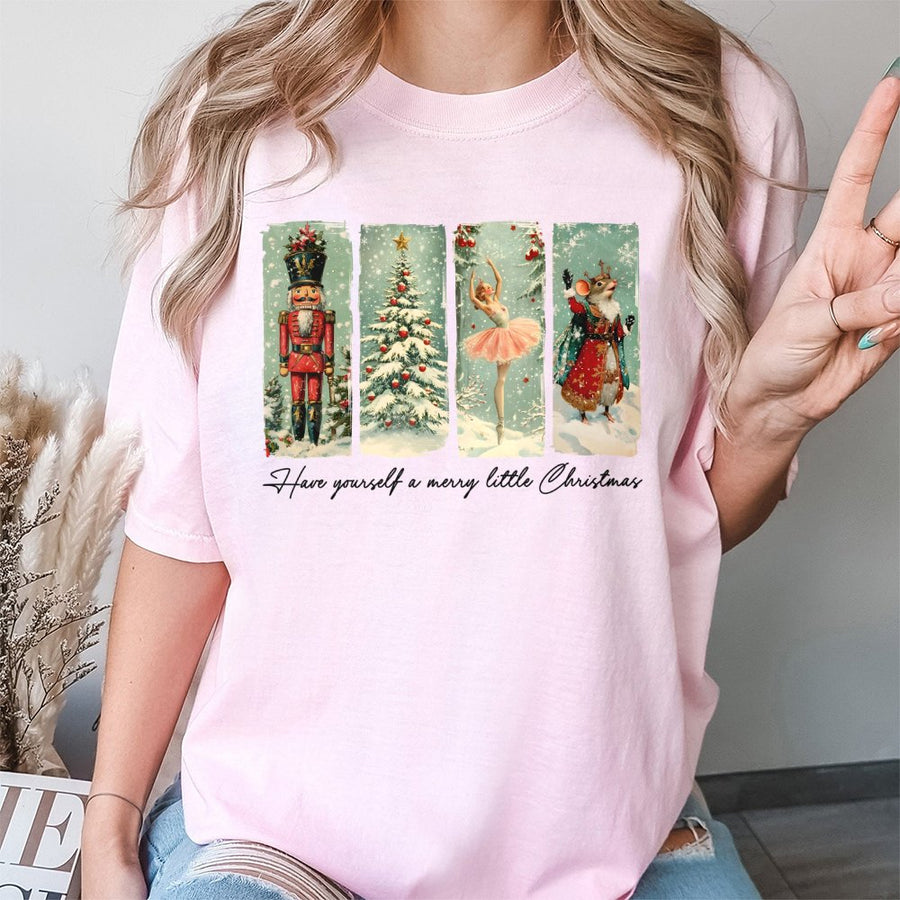 Nutcracker Christmas T-Shirt | Vintage Ballet & Mouse Design | 100% Cotton Premium Quality | Festive Holiday Apparel Gift for Women & Men