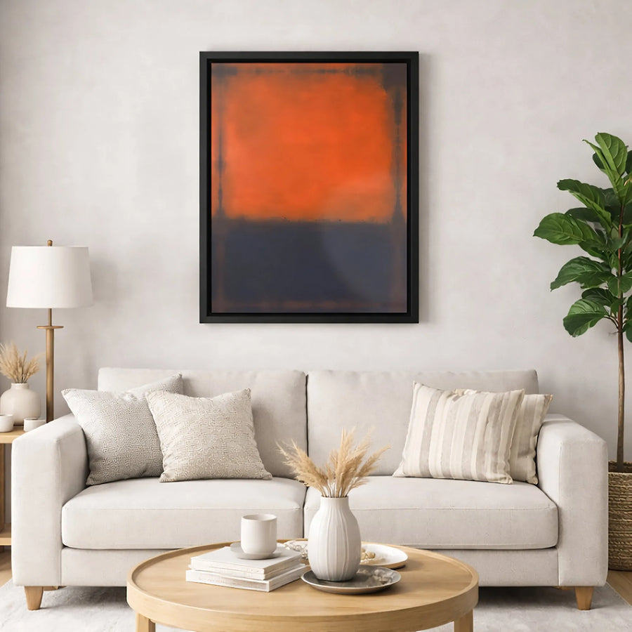 Abstract Orange and Black Canvas Print | Minimalist Color Block Wall Art | Premium Gallery-Wrapped 1.25 Inch Profile | Modern Home Office Decor