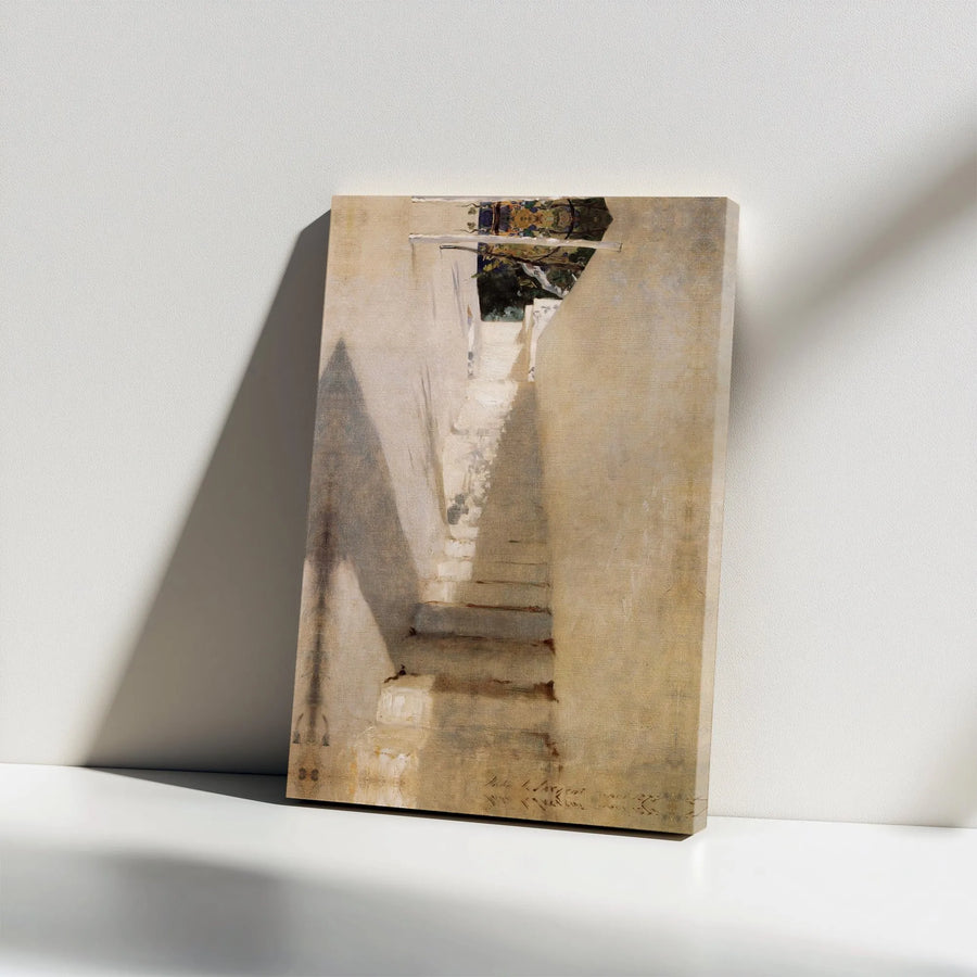 Staircase in Capri Canvas Wall Art | John Singer Sargent Vintage Painting Reproduction | Premium 1.25" Thick Gallery Wrap | Collector's Gift for Art Lover
