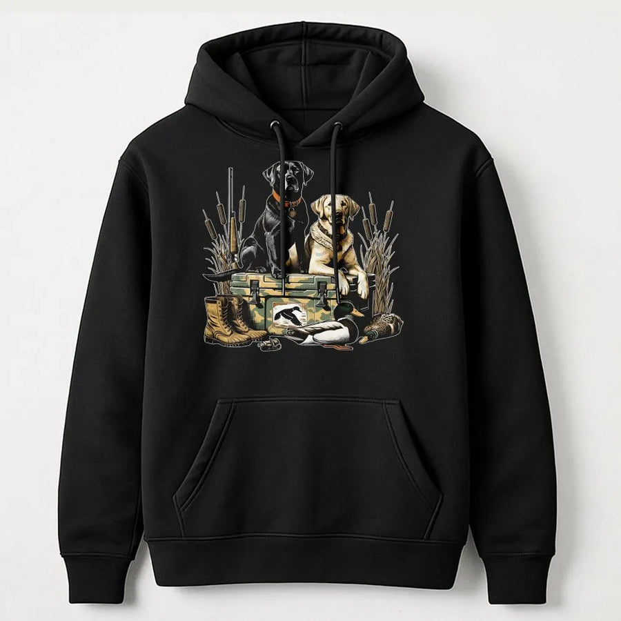 Duck Hunting Hoodie | Labrador Retriever Graphic Print | Premium Cotton-Polyester Blend | Gift for Waterfowl Hunters and Dog Lovers