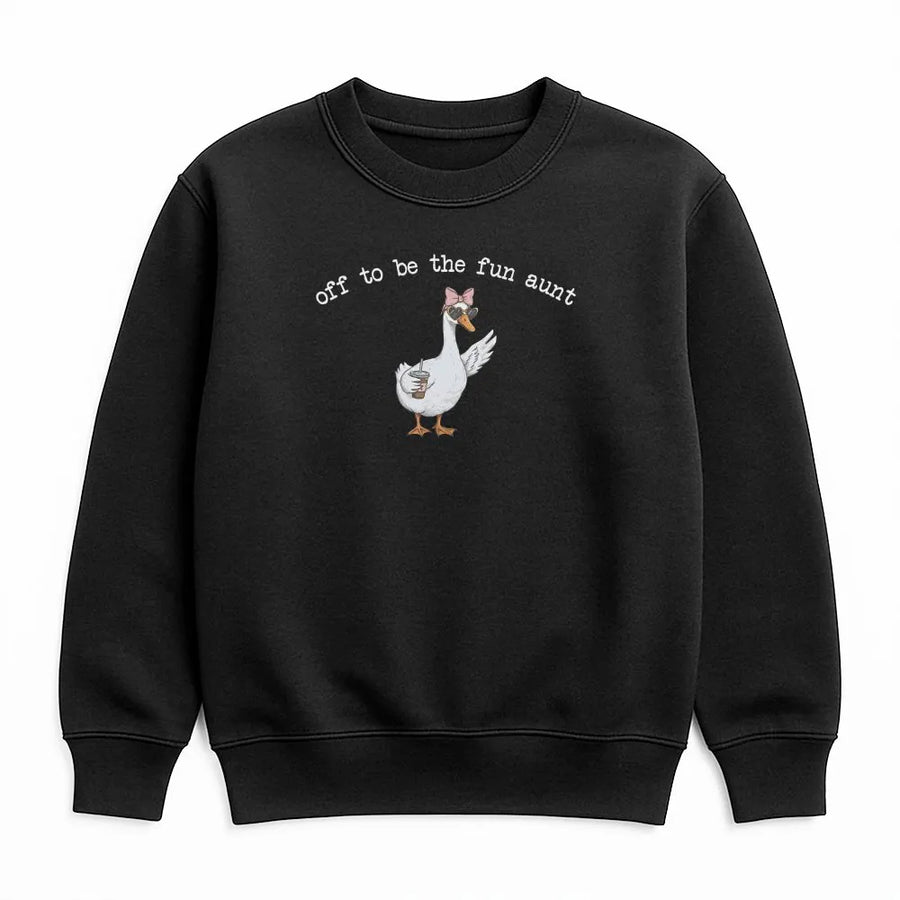 Funny Aunt Goose Sweatshirt | Off To Be The Fun Aunt Crewneck | Premium Cotton Blend | Pregnancy Announcement Gift for Sister