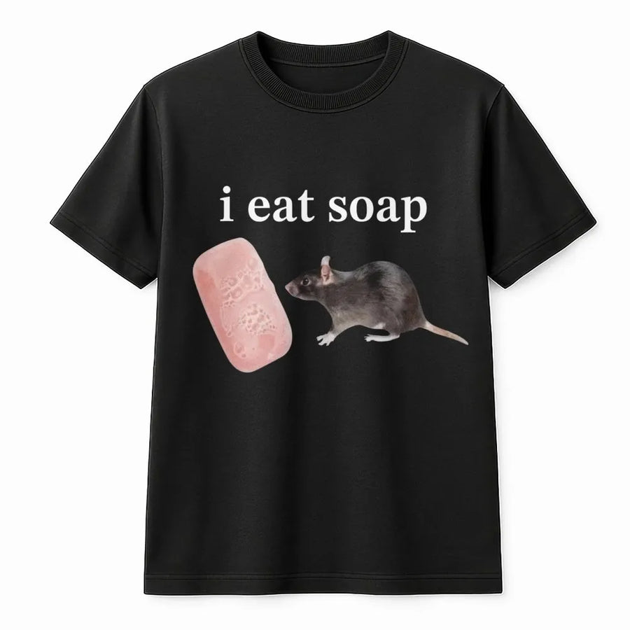 I Eat Soap Rat T-Shirt | Funny Internet Meme Graphic Tee | Premium Cotton Soft Crew Neck | Unique Gift for Gen Z & Meme Lovers