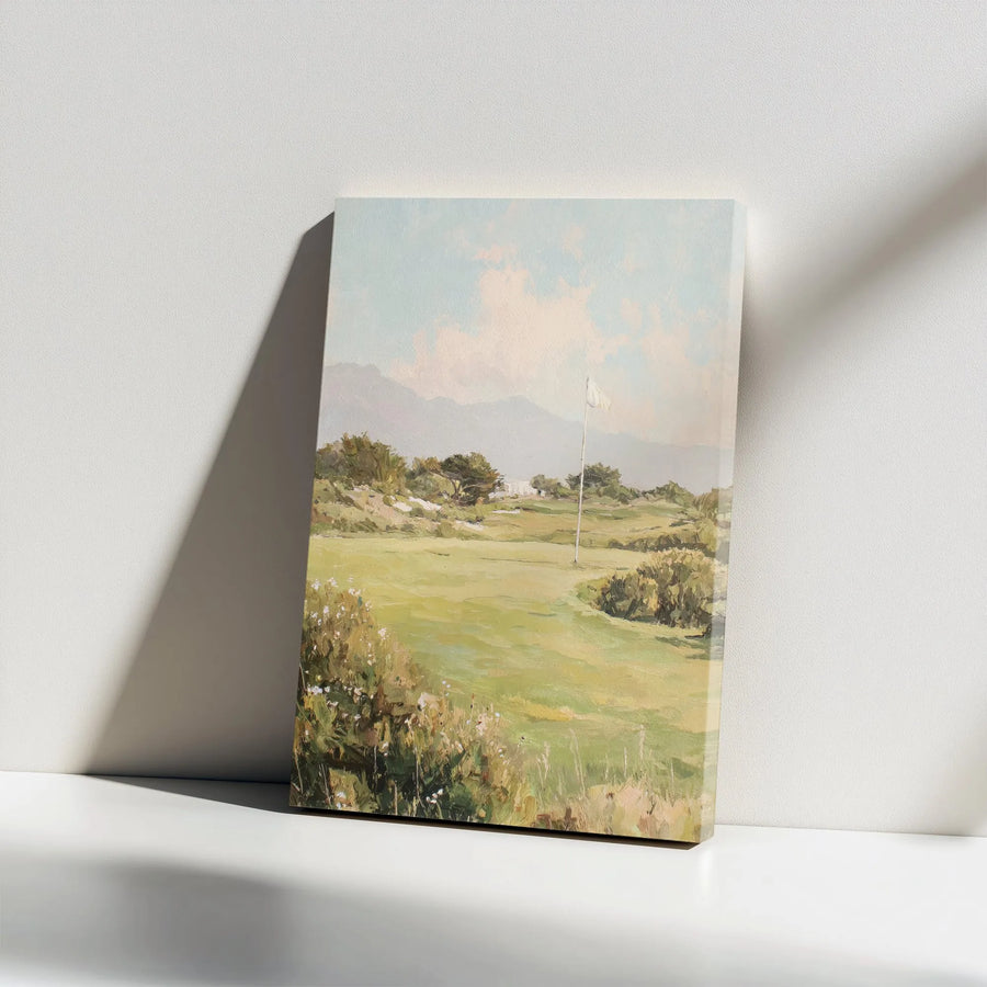 Golf Course Canvas Wall Art | Vintage Style Golf Painting Print | Premium Gallery Wrapped Canvas | Gift for Golfer Man Cave Decor