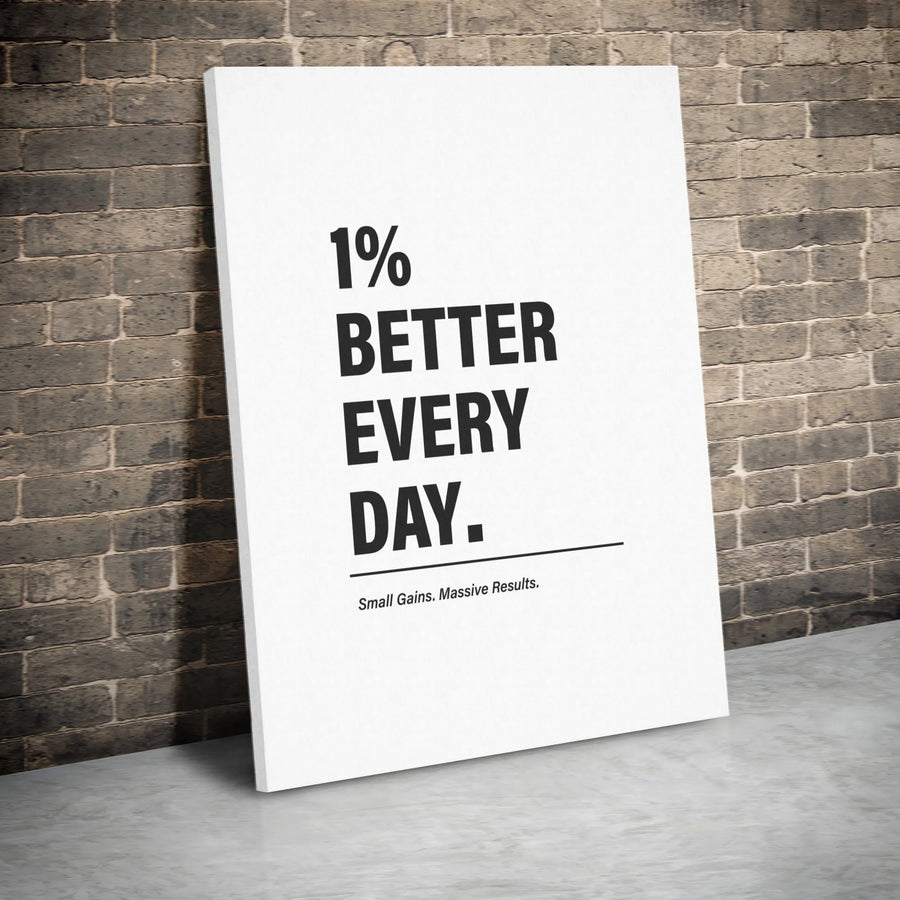 1% Better Every Day Canvas Print | Minimalist Motivational Wall Art | Premium Gallery-Wrapped Decor | Home Office Success Gift