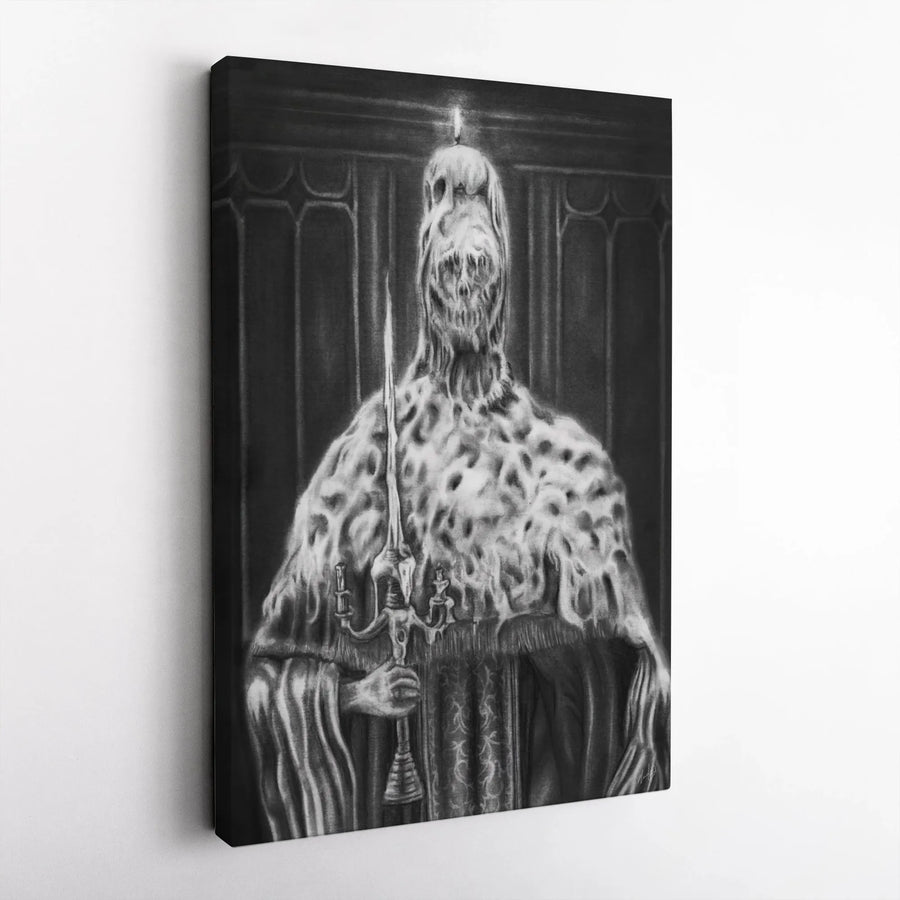 Gothic Horror Candle Monster Canvas | Dark Surreal Melting Wax Art | Premium Gallery Wrapped Wall Decor | Spooky Gift for Macabre Art Collectors