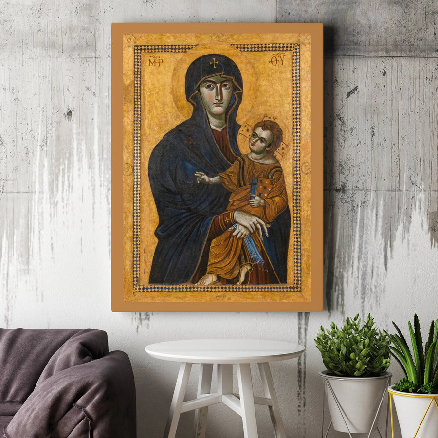 Salus Populi Romani Byzantine Icon | Virgin Mary and Christ Child Wall Art | Premium Gallery Wrapped Canvas | Religious Home Decor Gift