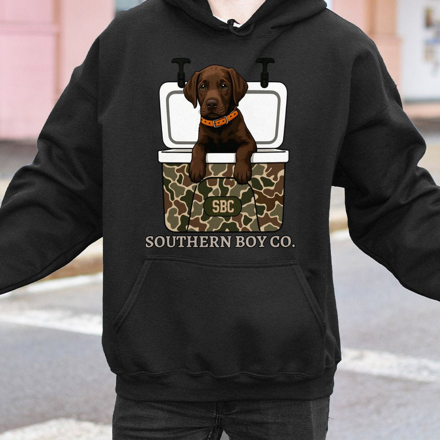 Labrador Retriever Hoodie | Camo Cooler Graphic Design | Premium Cotton Blend | Gift for Dog Lovers and Outdoor Enthusiasts