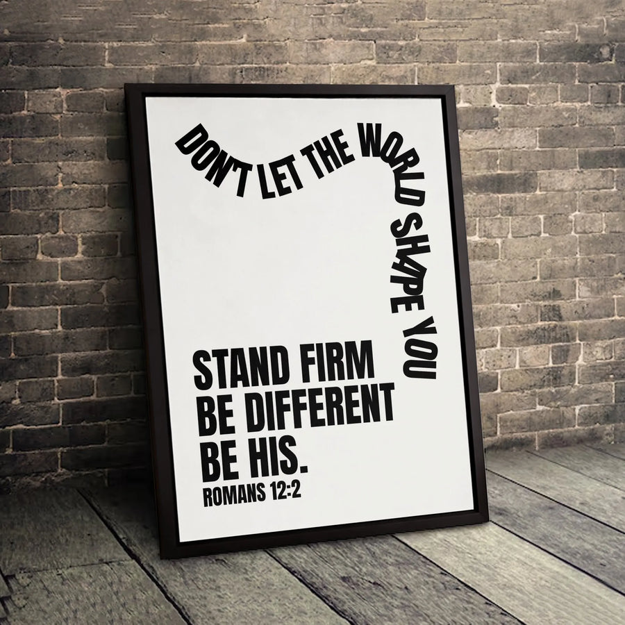 Romans 12:2 Canvas Wall Art | Don't Let The World Shape You Quote | Premium Gallery-Wrapped Print | Religious Christian Gift for Home Decor