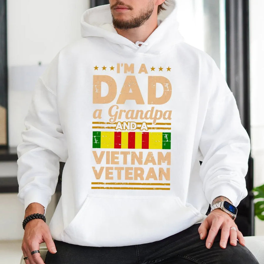 Vietnam Veteran Hoodie | Dad and Grandpa Military Pride Design | Premium Cotton-Blend Sweatshirt | Meaningful Gift for Retired Soldiers