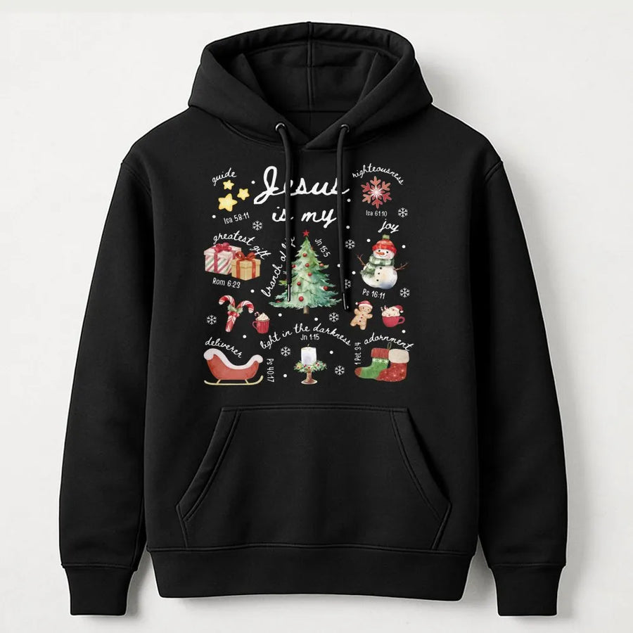 Jesus Is My Christmas Hoodie | Religious Bible Verse Graphic Sweatshirt | Premium Cotton Blend | Faith-Based Holiday Gift for Women and Men
