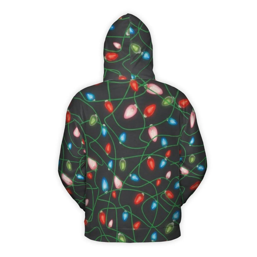 Christmas Lights Hoodie | Festive All-Over Print Sweatshirt | Premium Polyester Fleece Lining | Unisex Holiday Party Gift For Adults