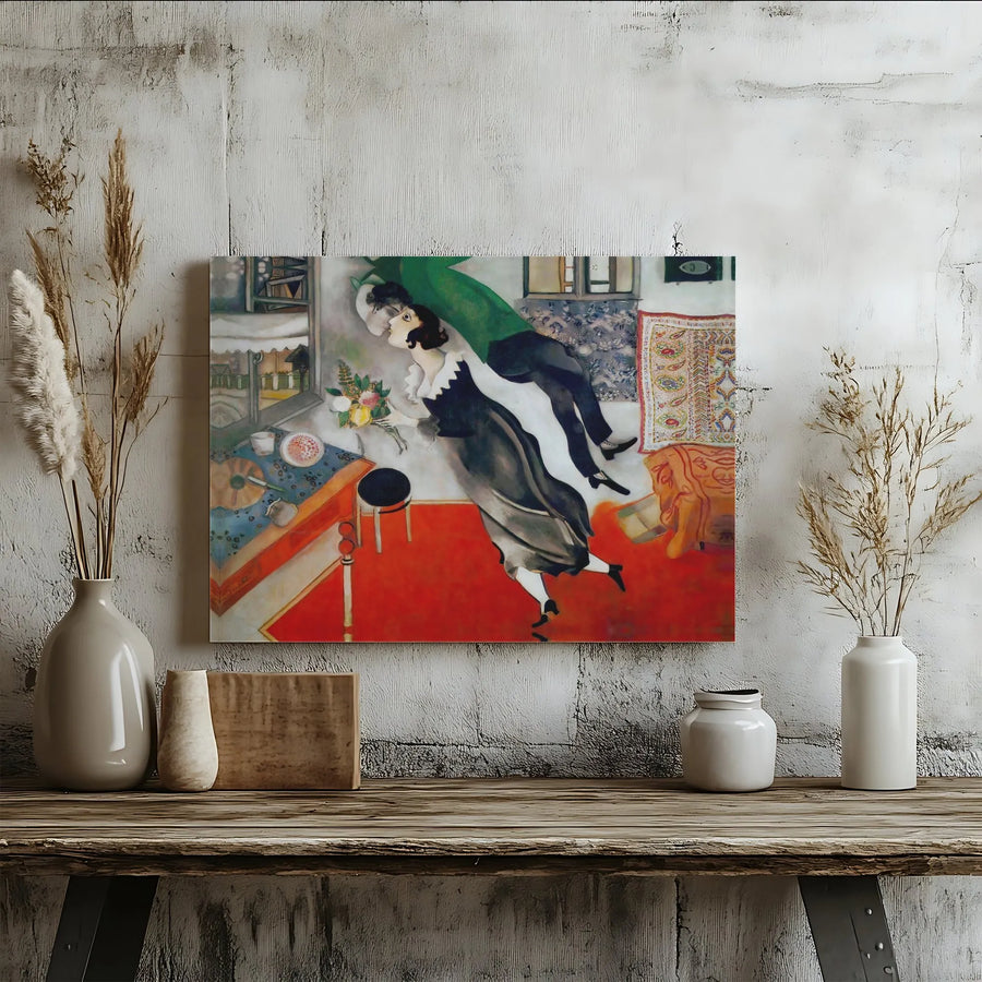 Marc Chagall The Birthday Canvas Print | Floating Lovers Romantic Wall Art | Gallery Wrapped Premium Decor | Perfect Gift For Art Lovers
