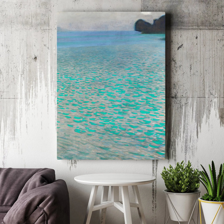Impressionist Seascape Canvas | Calm Coastal Ocean Painting Wall Art | Premium Thick Gallery Wrap | Living Room & Office Decor Gift