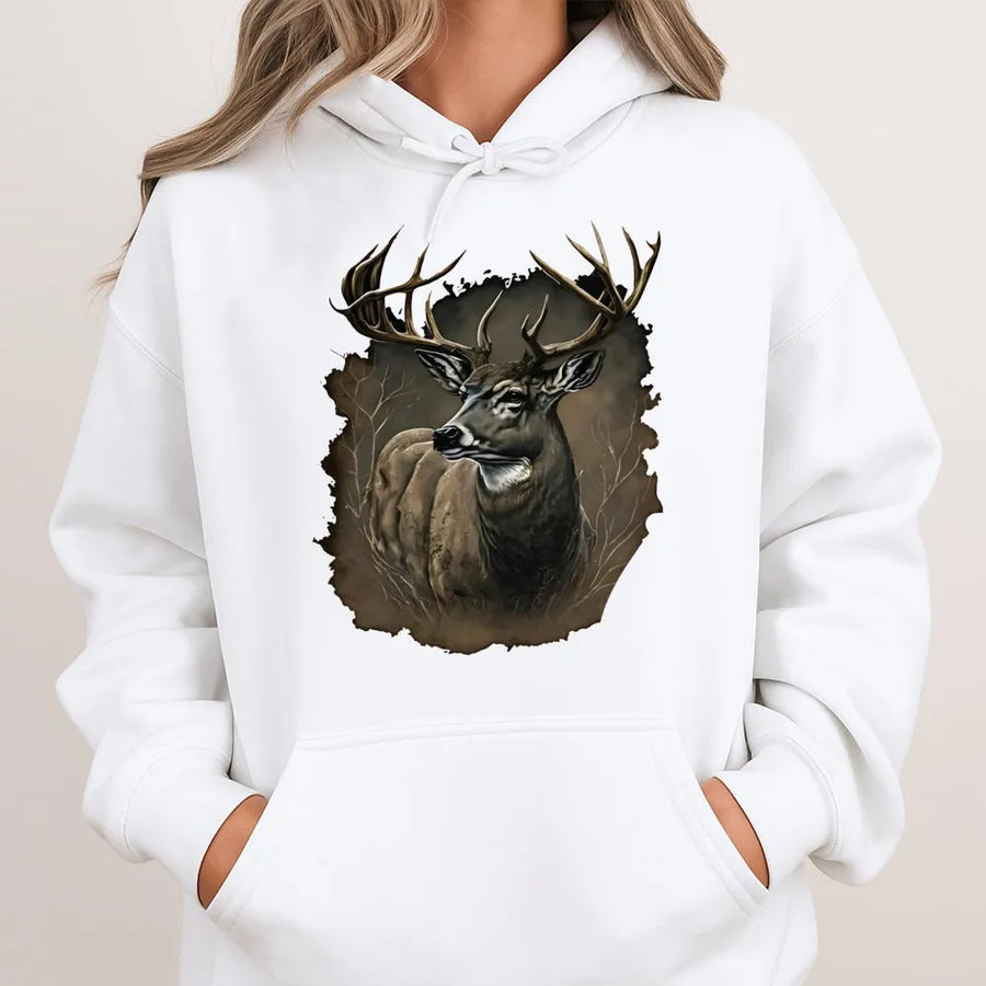Whitetail Deer Hoodie | Majestic Buck Wildlife Graphic | Premium Cotton Blend | Gift For Hunters And Nature Enthusiasts