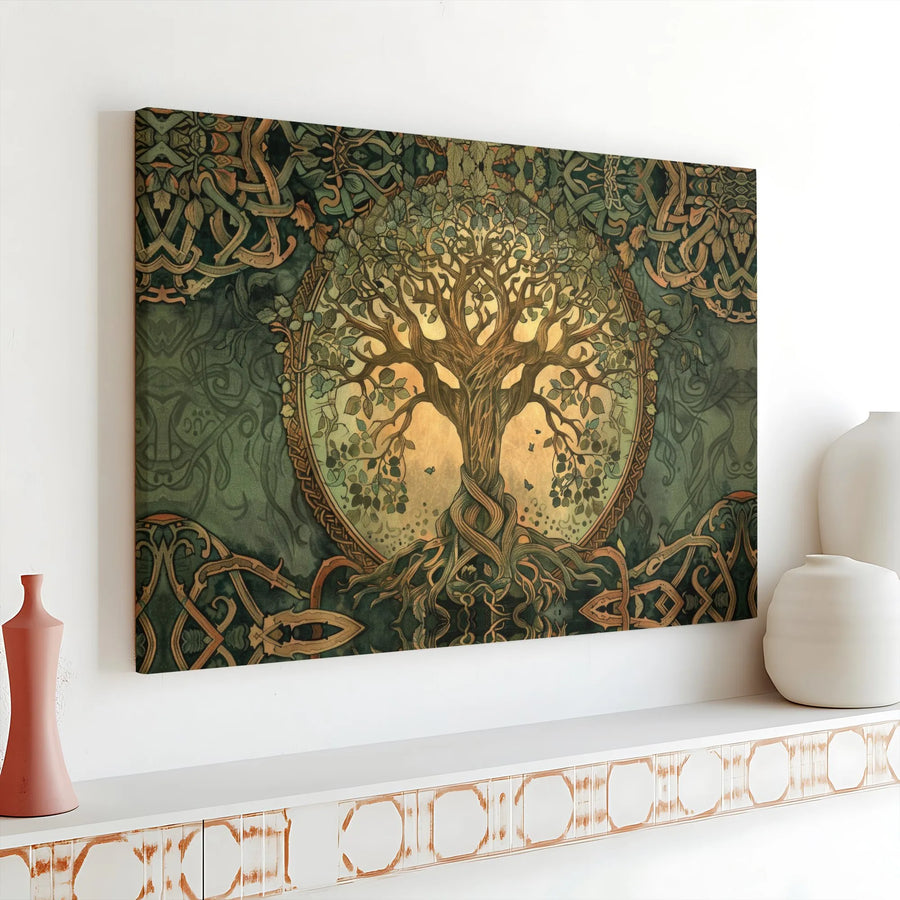 Yggdrasil Tree of Life Canvas Print | Celtic Knotwork Wall Art | Premium 1.25 Inch Gallery Wrap | Spiritual Home Decor Gift