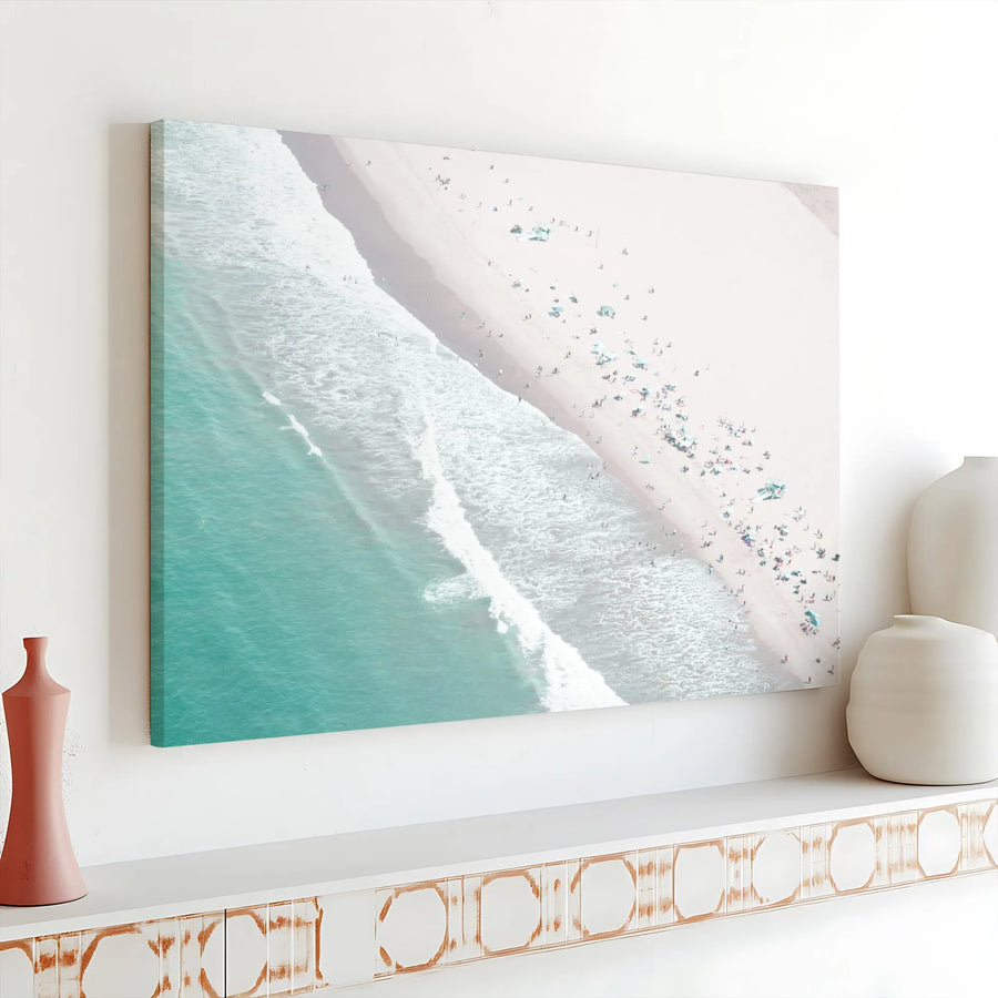Aerial Beach Canvas Wall Art | Bird's Eye Ocean Waves Print | Premium Fade-Resistant Canvas | Coastal Home Decor Gift for Living Room