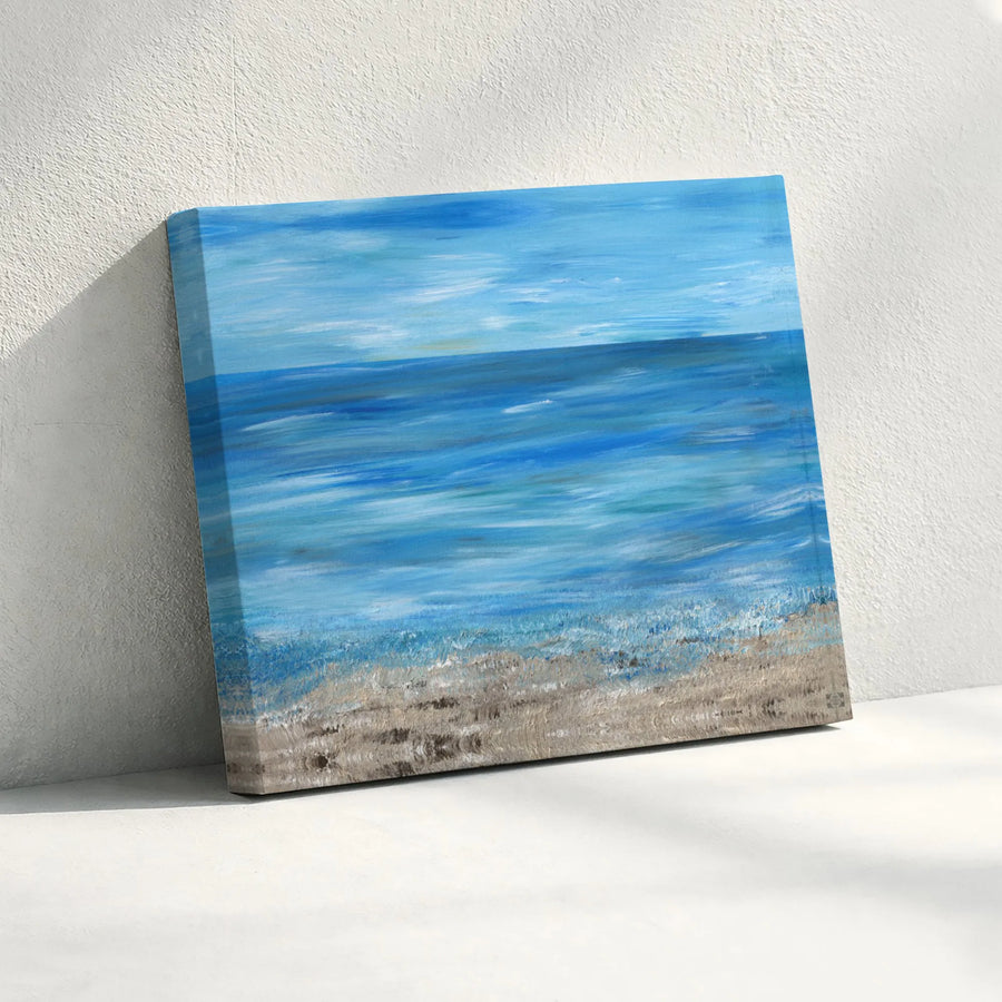 Abstract Blue Ocean Seascape Canvas Wall Art | Coastal Beach Wave Painting | Gallery-Quality 1.25” Thick Premium Print | Modern Home & Office Decor Gift