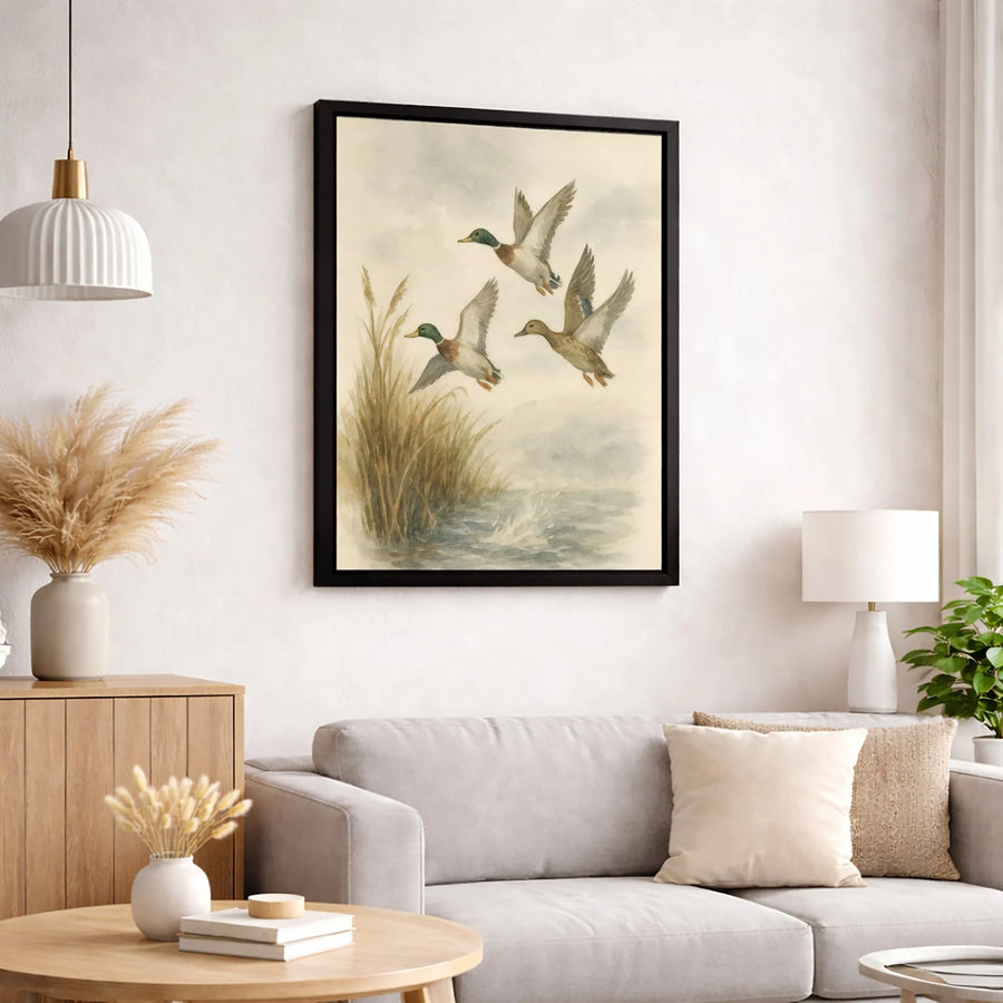 Mallard Duck Canvas Art | Watercolor Marsh Wildlife Print | Premium Gallery-Wrapped Decor | Nature Lover Cabin Wall Art Gift