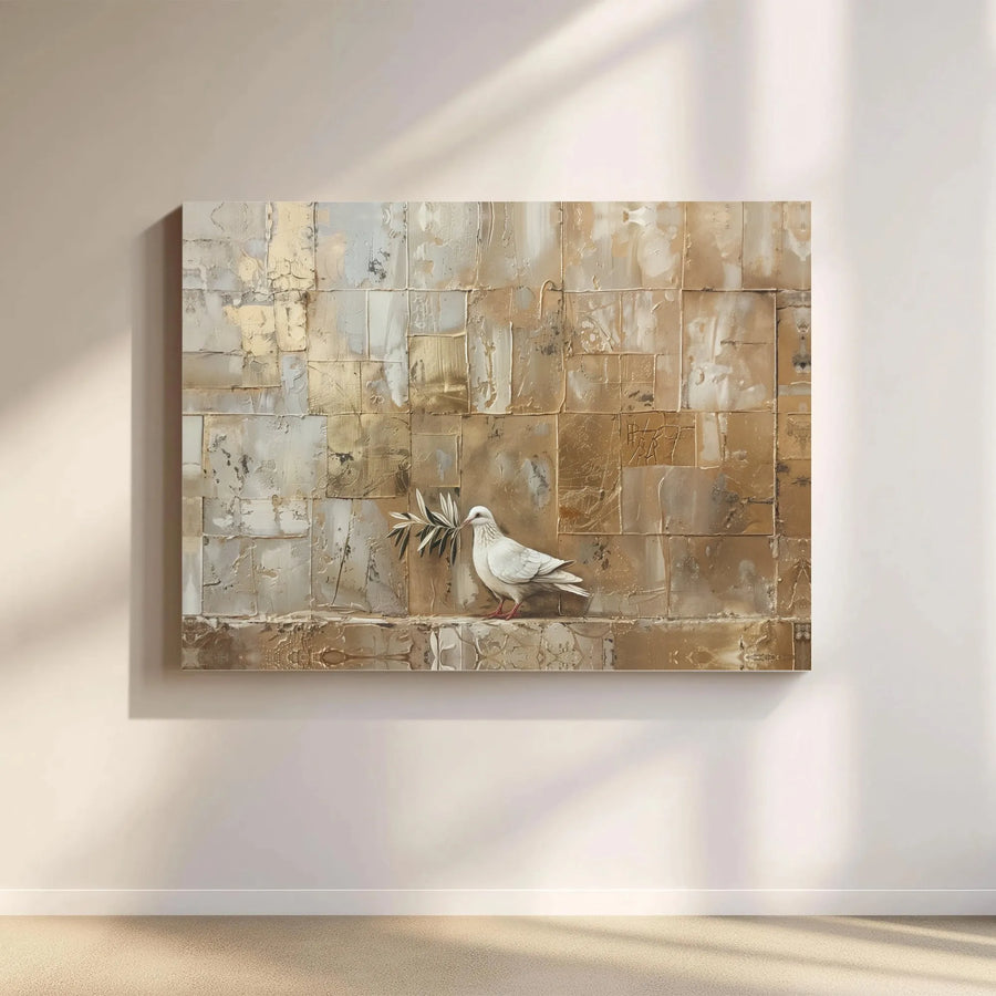 White Dove Canvas Wall Art | Peace Symbol Olive Branch Abstract | Premium Gallery Wrap 1.25 Inch | Modern Minimalist Home Decor