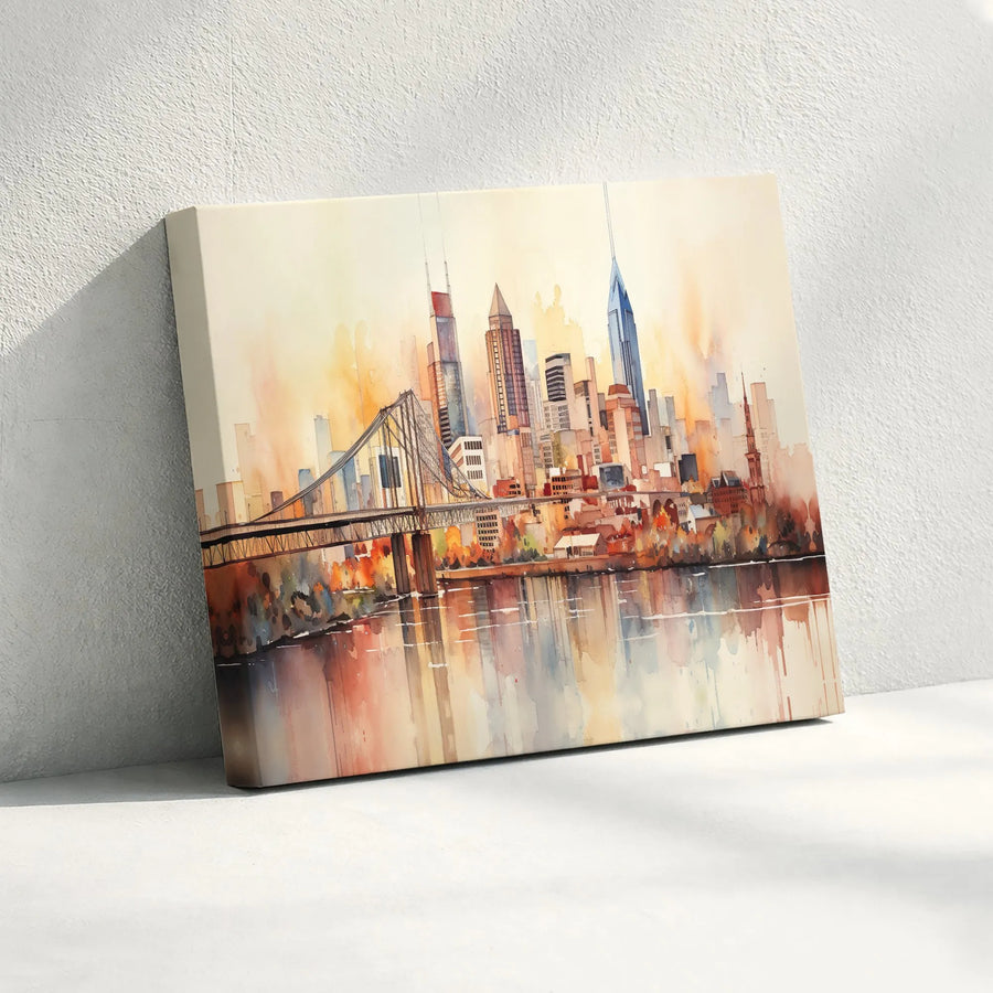 Nashville Skyline Canvas Wall Art | Watercolor Cityscape Print | Premium 1.25" Thick Canvas | Tennessee Home Decor Gift