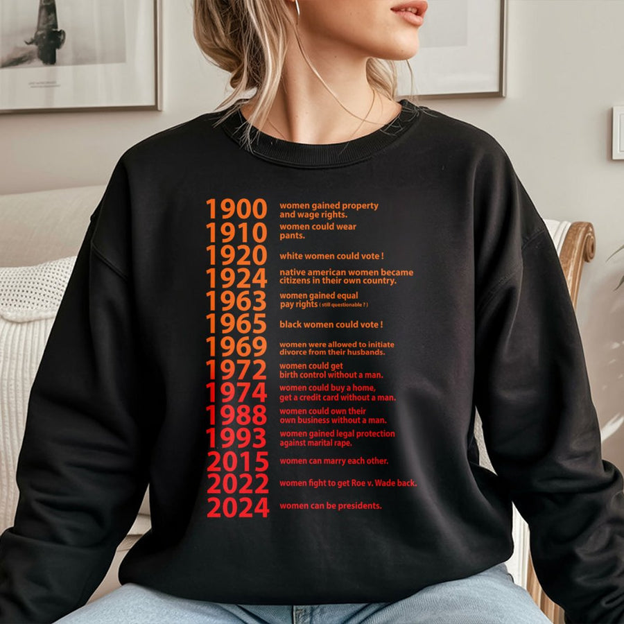 Feminist History Sweatshirt | Timeline of Women's Rights Milestones | Premium Soft Cotton Blend | Empowering Activist Gift for Her