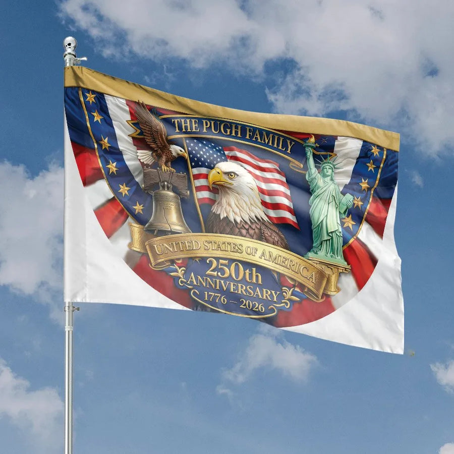USA 250th Anniversary House Flag | Commemorative Eagle & Liberty Bell Art | Premium Double-Sided Polyester | Collector's Patriotic Yard Decor Gift