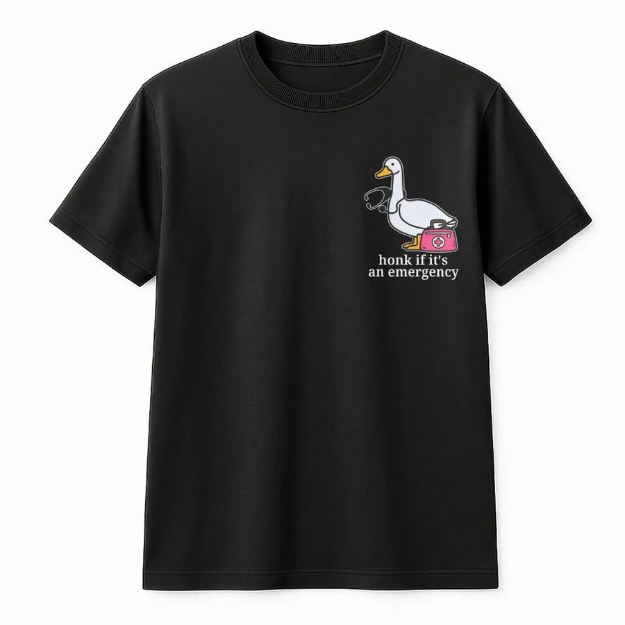Honk If It's An Emergency Duck T-Shirt | Funny Stethoscope Goose Graphic | Premium Cotton Nursing Apparel | Gift For CNA Nurse Student