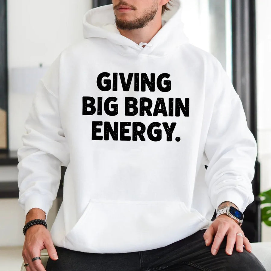 Funny Test Day Hoodie | 'Giving Big Brain Energy' Graphic Tee | Premium Cotton Shirt | Gift for Students & Teachers