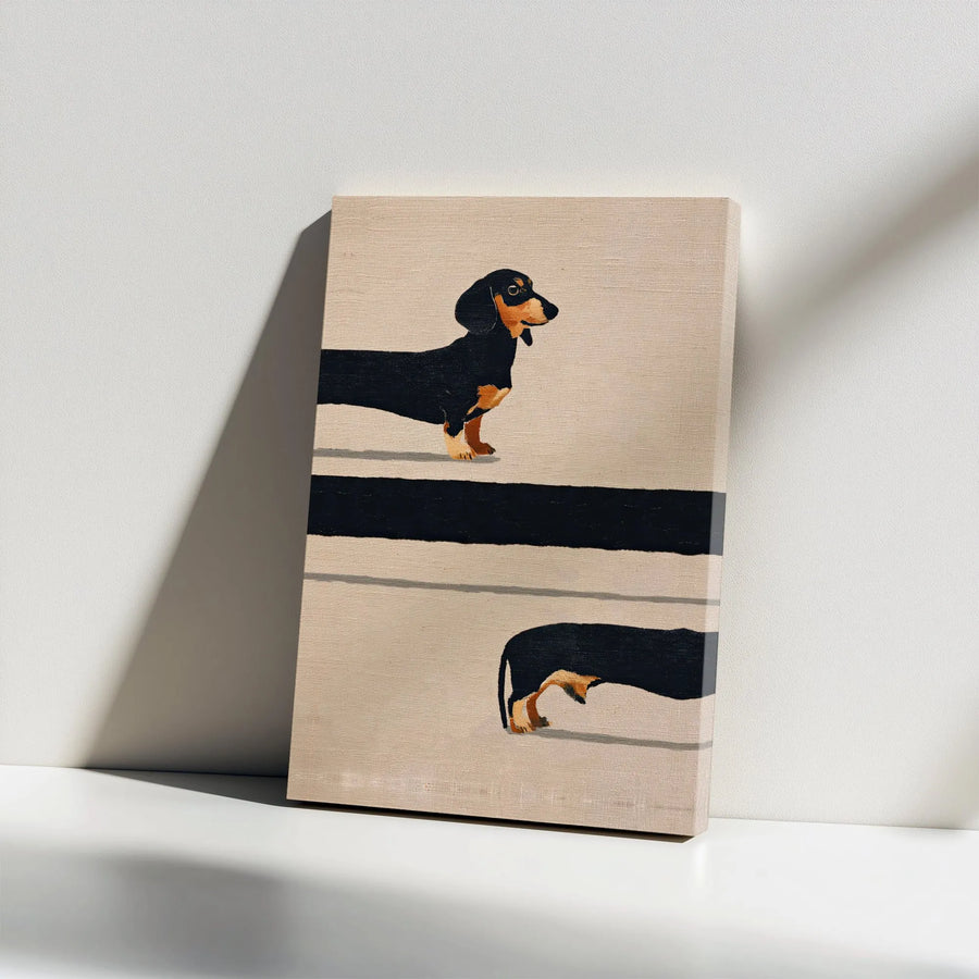 Long Dachshund Canvas Wall Art | Minimalist Wiener Dog Abstract Print | Premium Gallery Wrap Decor | Gift For Dog Lovers
