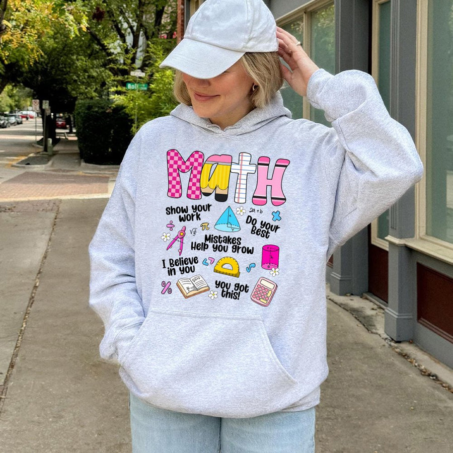 Math Teacher Hoodie | Retro Groovy Mathematician Graphic | Premium Cotton Blend | Back To School Gift For Teachers And Students