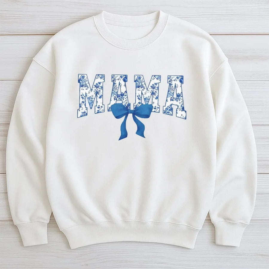 Mama Sweatshirt | Floral Coquette Bow Graphic | Premium Cotton Blend | Mother's Day 2026 Gift for Mom New Mom Apparel