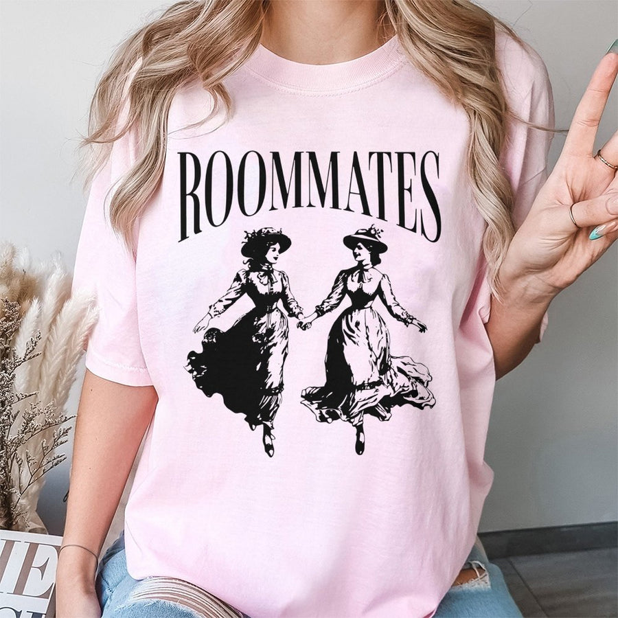 Roommates Lesbian T-Shirt | Victorian Vintage Graphic Art | 100% Cotton Premium Tee | Pride Month Apparel Gift For Women