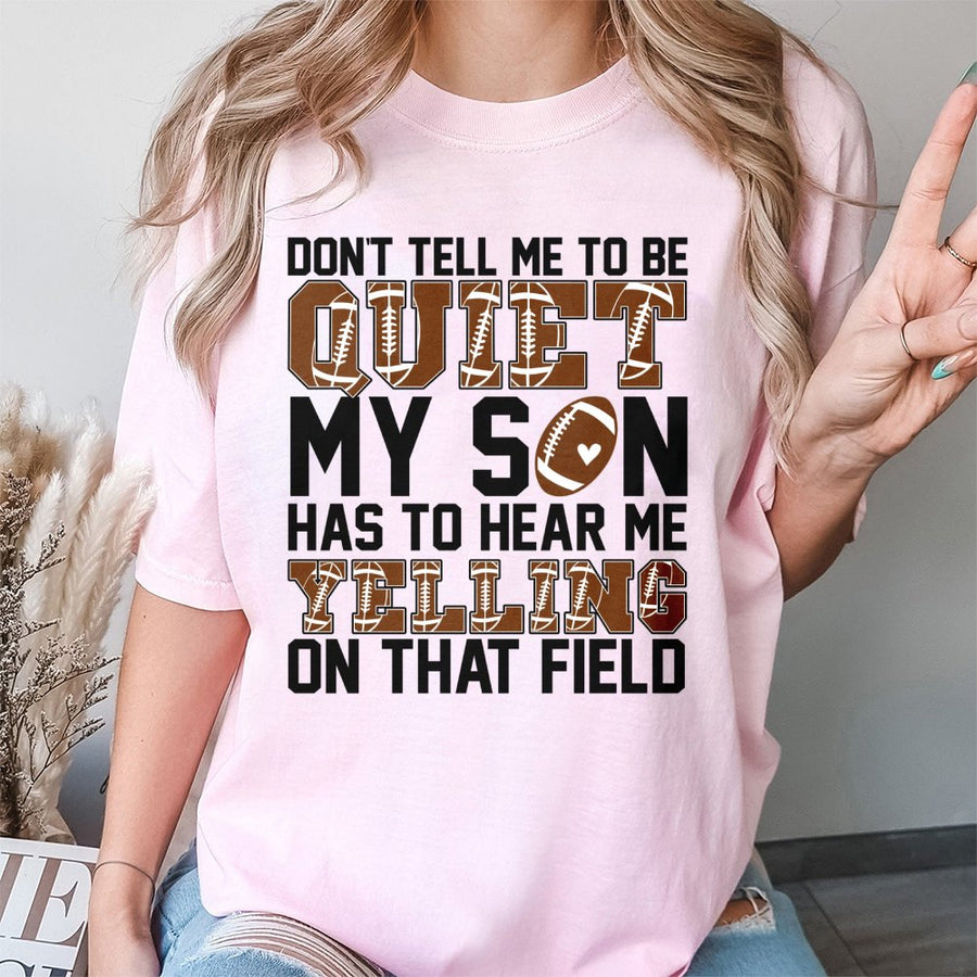 Football Mom T-Shirt | Funny Game Day Graphic Tee | Premium 100% Cotton | Gift for Football Mama Supporting Son on the Field
