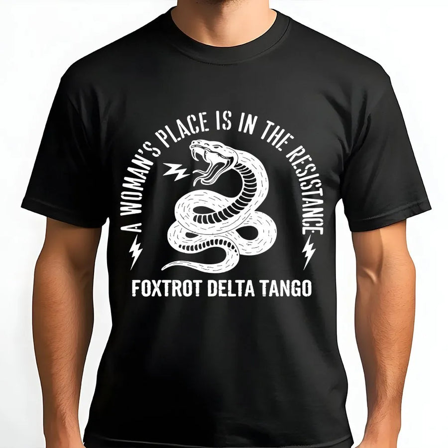 Woman's Place Is In The Resistance T-Shirt | Snake Graphic Feminist Tee | 100% Cotton Premium Quality | Empowering Activism Gift