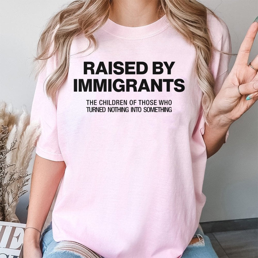 Raised By Immigrants T-Shirt | First Generation Empowerment Graphic Tee | 100% Cotton Premium Quality | Meaningful Gift For First Gen Students