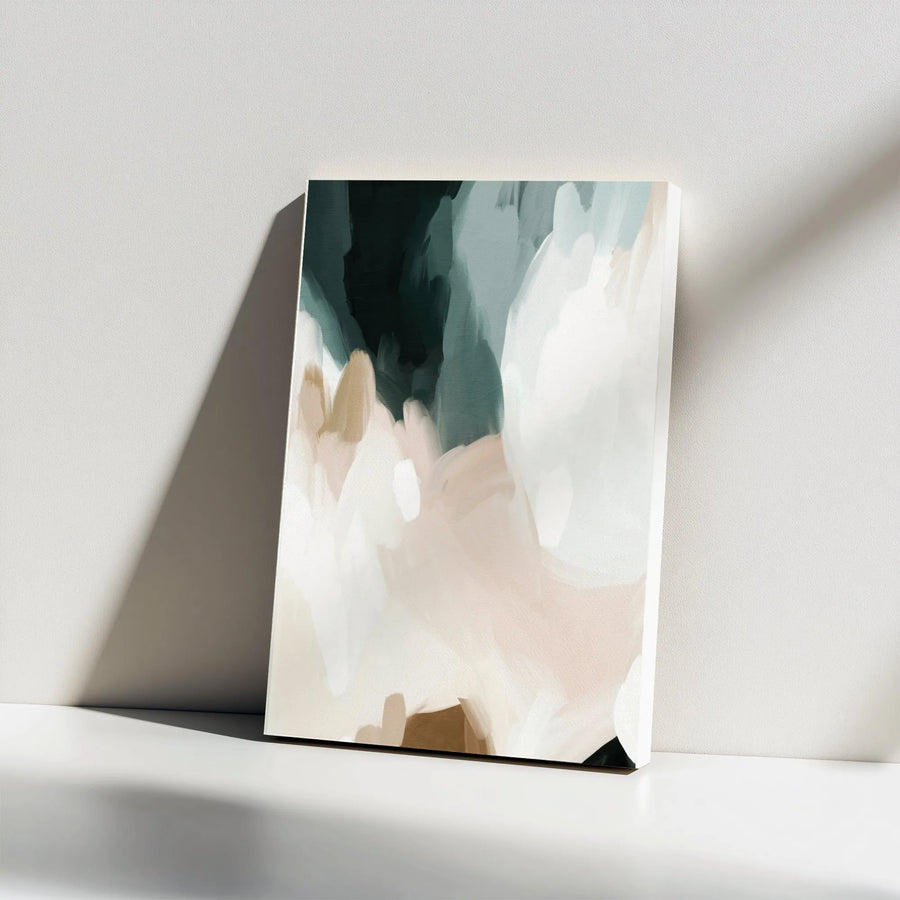 Modern Abstract Vertical Canvas | Teal and Blush Painting Print | Premium Thick Gallery Wrap Wall Art | Large Minimalist Decor for Living Room Gift