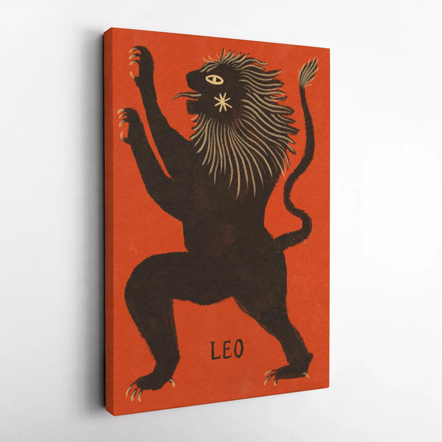 Leo Zodiac Vertical Canvas | Vintage Astrology Lion Print | Premium Thick Gallery Wrap | Astrology Lover Gift for Home Decor