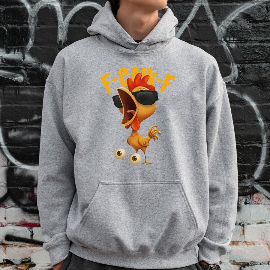 Funny Chicken Hoodie | F-Caw-F Meme Graphic Sweatshirt | Premium Cotton Blend | Sarcastic Humor Gift for Chicken Lovers