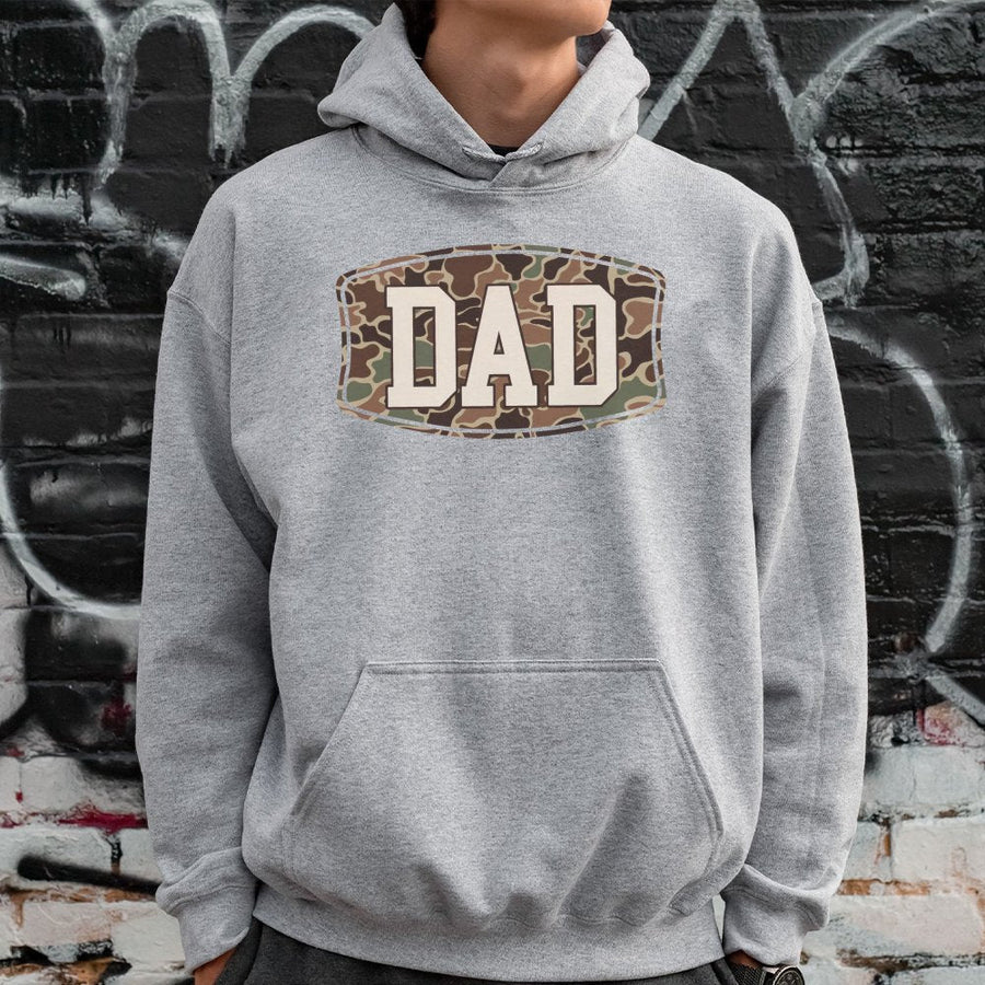 Camo Dad Hoodie | Military Style Graphic Print | Soft Cotton-Poly Blend | Perfect Father's Day 2026 Gift for Men