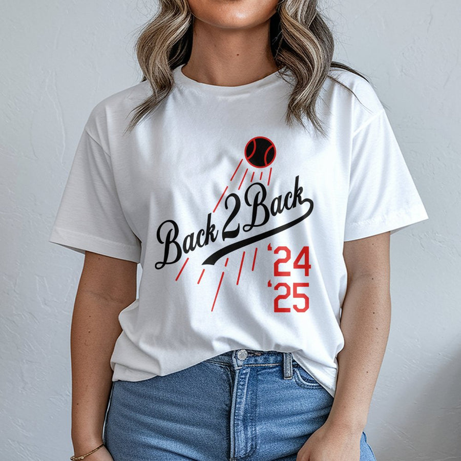 Back 2 Back Baseball T-Shirt | 2024-2025 Championship Graphic | Premium Cotton Unisex Tee | Gift for Baseball Fans & Players