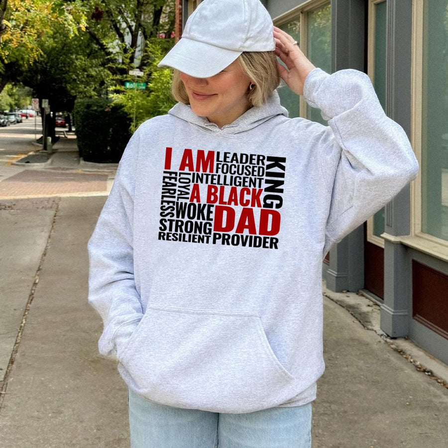 Black Dad Hoodie | Strong Leader King Graphic | Premium Cotton Blend | Empowering Fatherhood Gift for Him