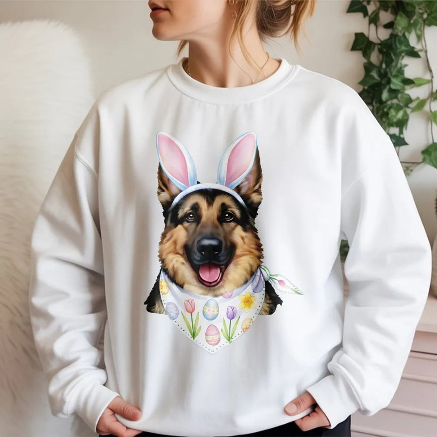 German Shepherd Easter Sweatshirt | Cute Dog With Bunny Ears Design | Premium Cotton Blend | Gift For Dog Lovers & Pet Owners